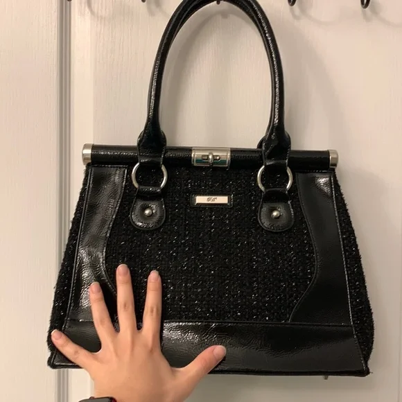 Black Tweed and Black Patent Bag - Picture 8 of 17